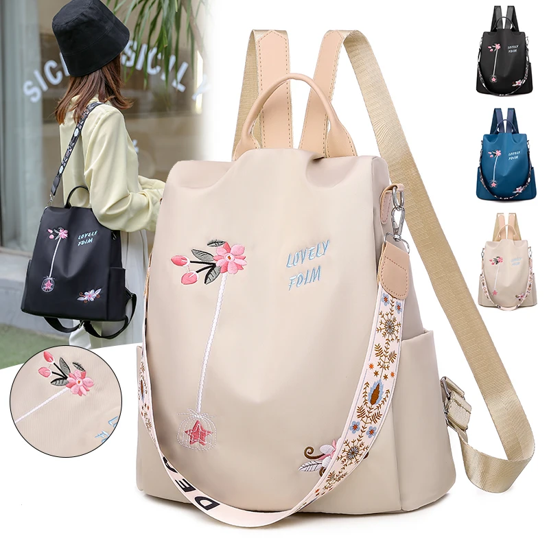 Kakhi – Embroidery Backpack Waterproof Oxford Women