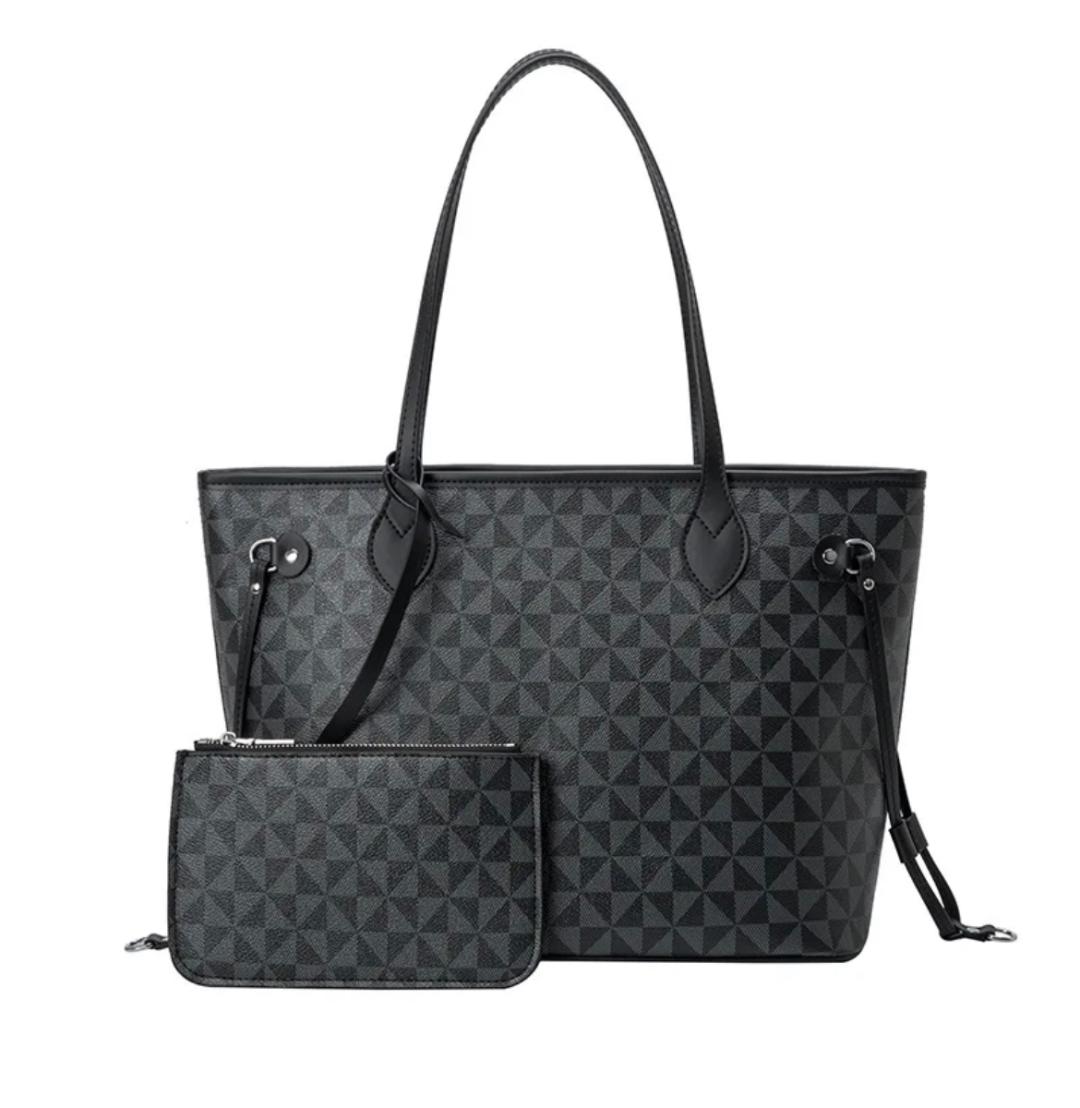 HB010- Designer Handbag with Wallet (Black)